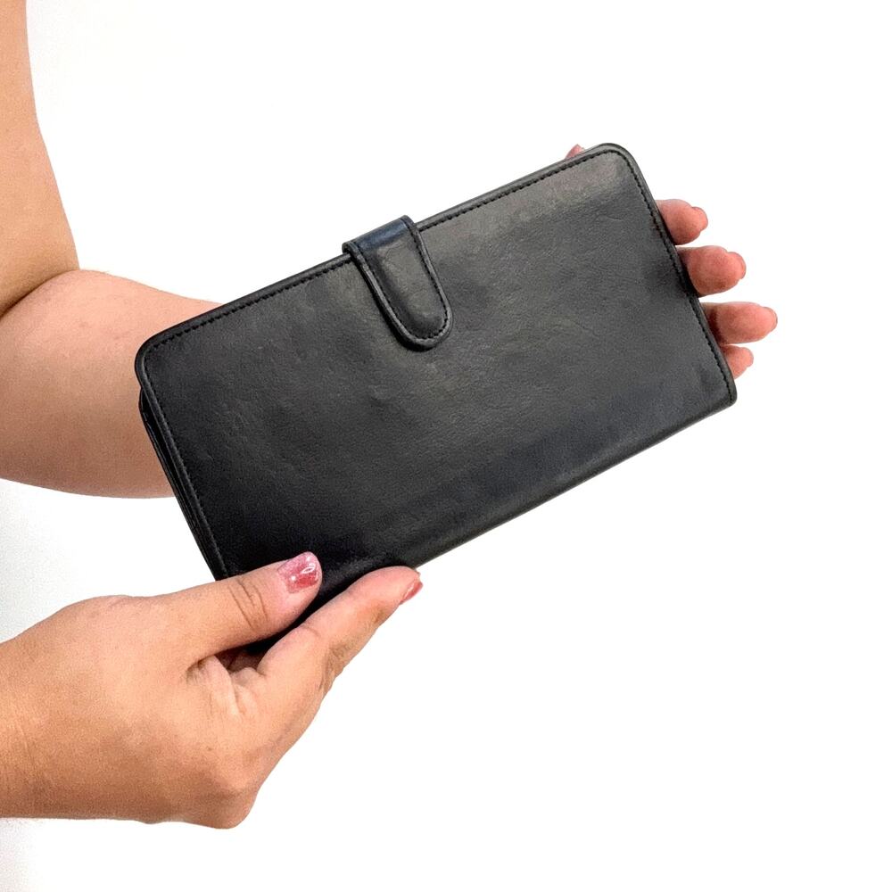 Vintage Coach Checkbook Clutch Black Leather 4889